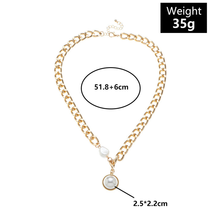 Creative Punk Hip Hop Chain Pearl Necklace