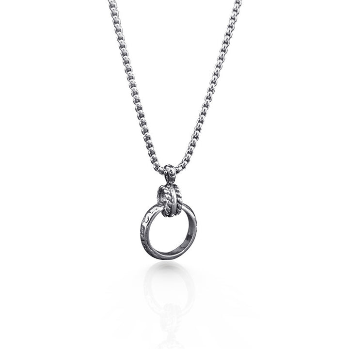 Six-Word Ring Necklace Titanium Steel Pendant Long Sweater Chain