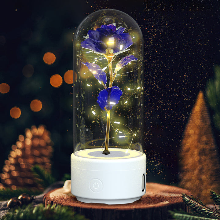 Creative 2 în 1 Flori de trandafir LED Light and Bluetooth Difuzor de Ziua Îndrăgostiților Cadou de Ziua Îndrăgostiților Rose Luminous Night Ornament în acoperire de sticlă