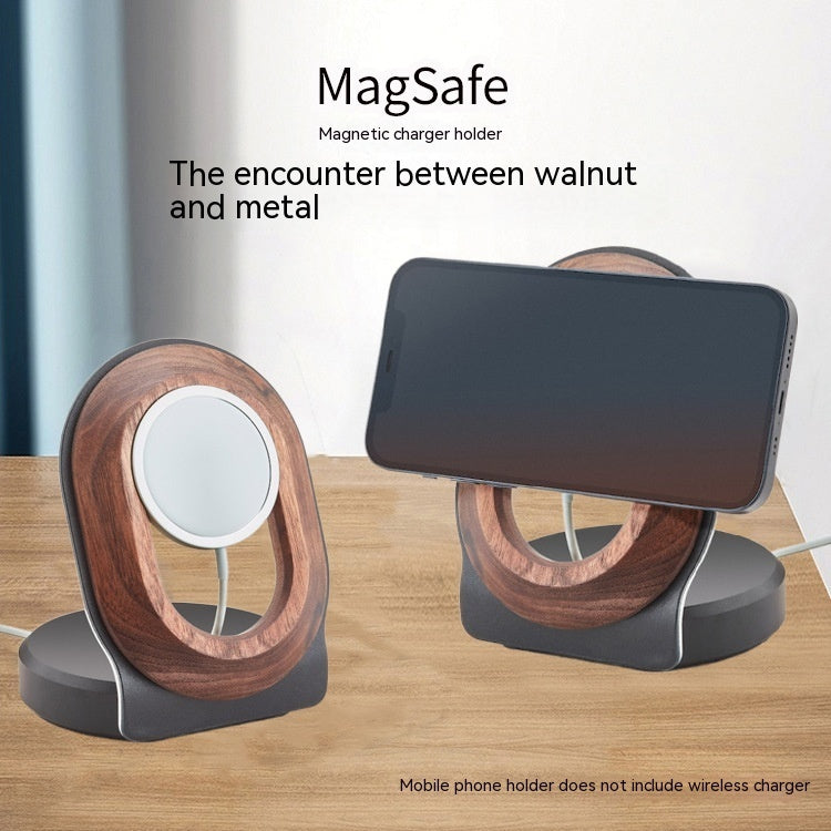 Walnut Magsafe Magnetic Wireless Wireless Bracket Telefon mobil Base din lemn solid din lemn