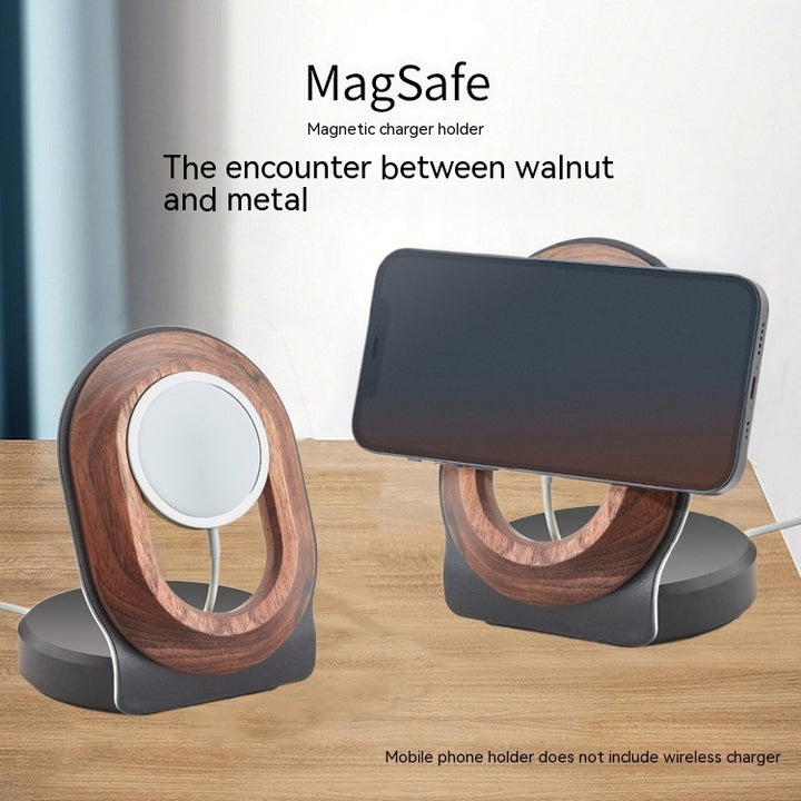 Walnut Magsafe Magnetic Wireless Wireless Bracket Telefon mobil Base din lemn solid din lemn