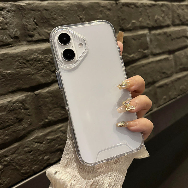 New Transparent Simple Metal Button Drop-resistant Phone Case