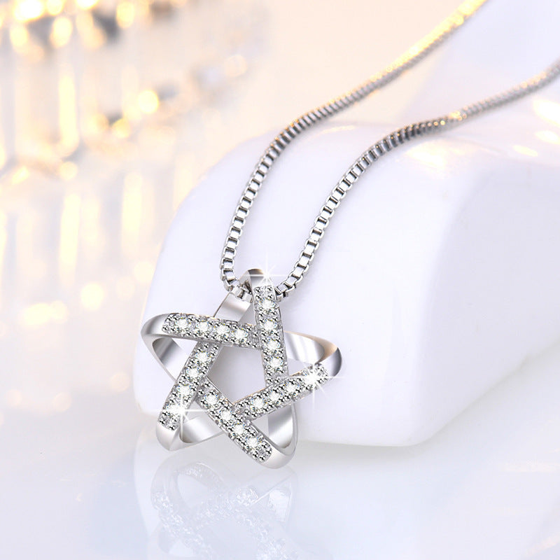 New Hollow Star Necklace With Rhinestones Summer Simple Fashion Pendant Clavicle Chain Women's Jewelry