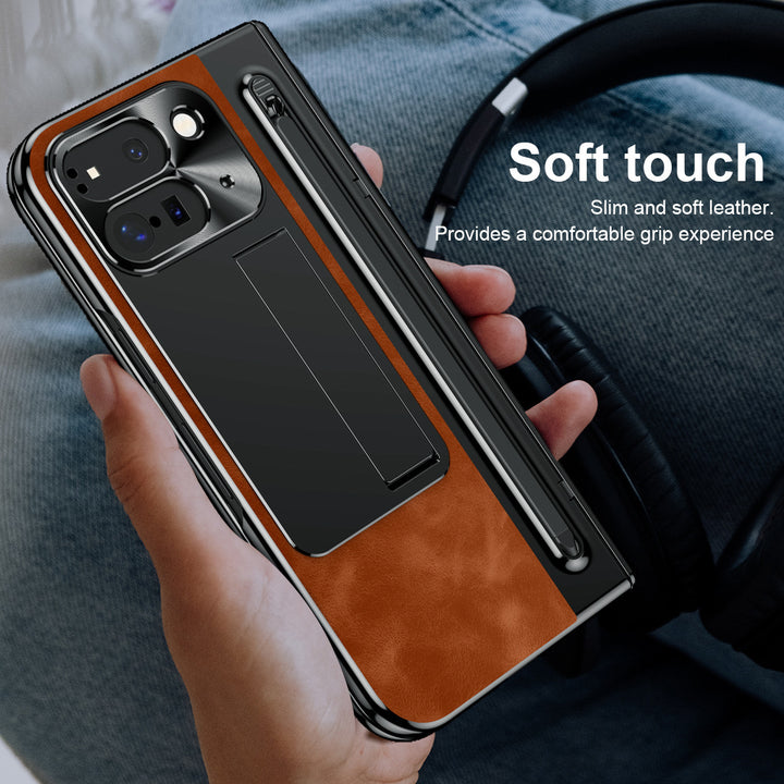 Plain Leather Hinge Fully Wrapped Anti Fall Phone Case