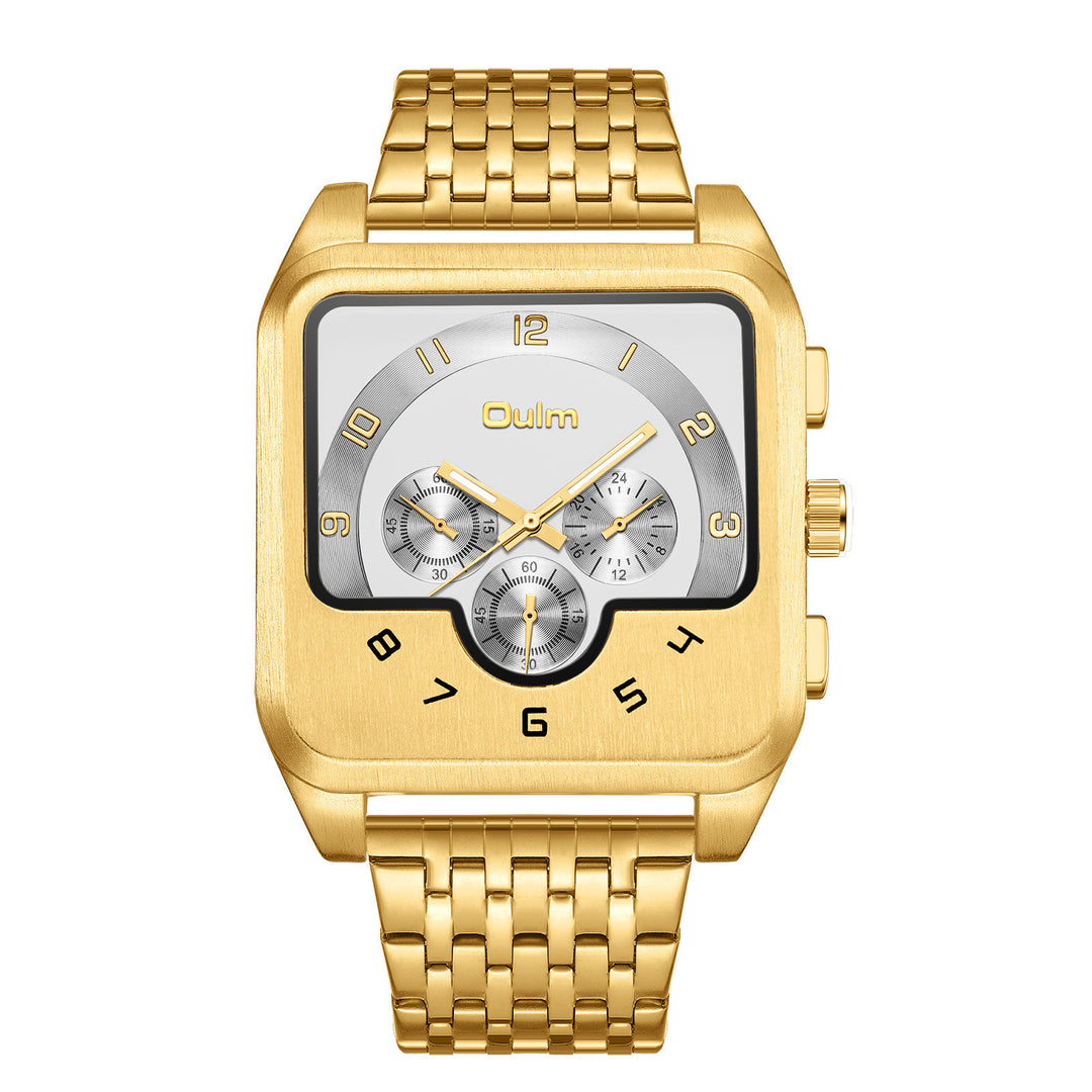 Gold Men's Watch Square Quartz