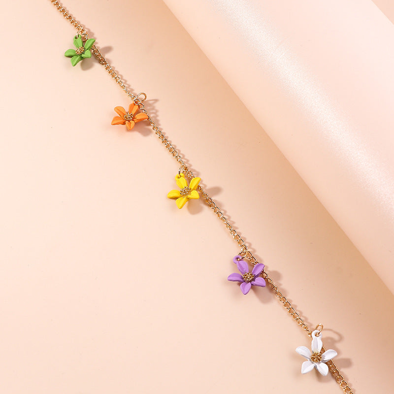 Women's Fashionable Fabric Handmade Flower Collarbone Chain