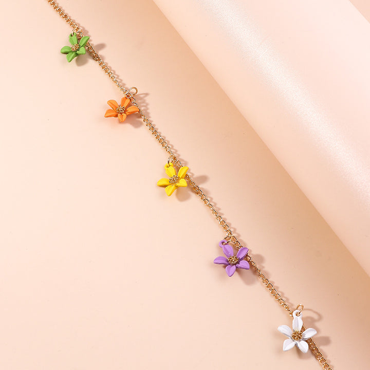 Women's Fashionable Fabric Handmade Flower Collarbone Chain