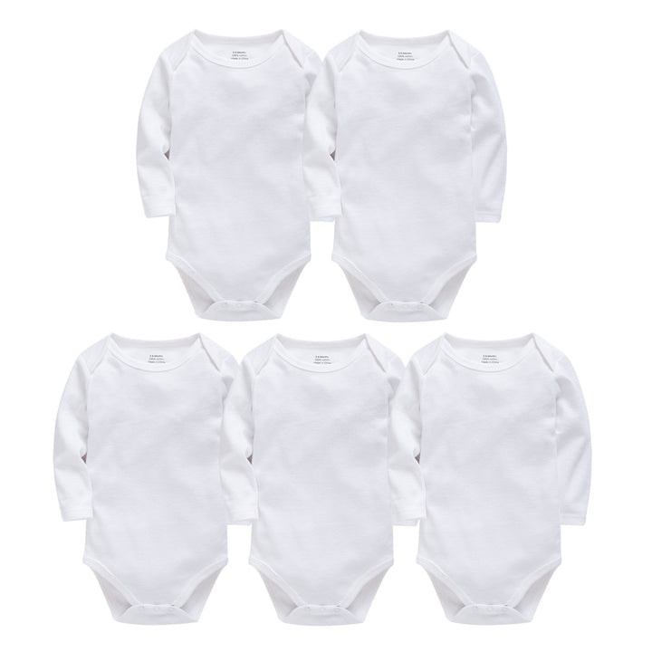 Baby onesies, bumbac pur din bumbac cu mâneci lungi de culoare solidă