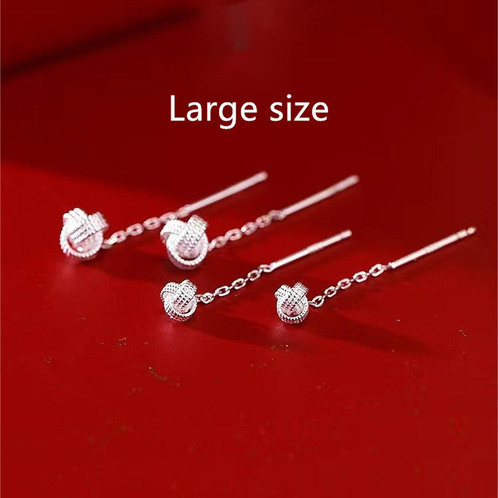 Women's Sterling Silver Ruyi Knot Stud Earrings