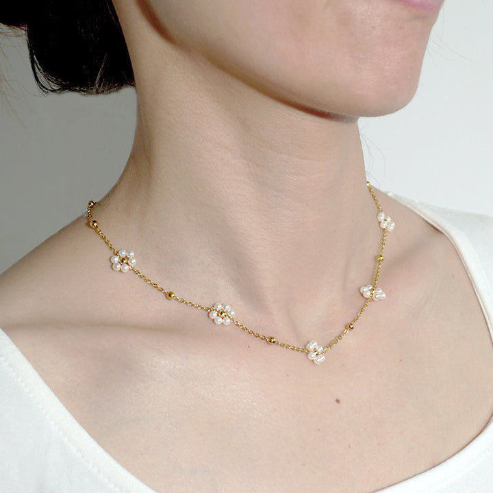 Pearl Necklace Female Titanium Steel