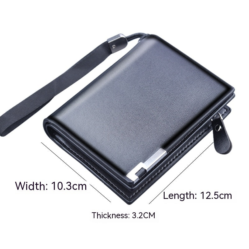 Men's Zipper Wallet Men's Large Capacity Three Fold