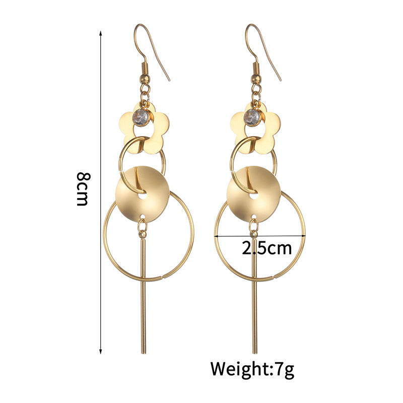 Fashion Simple Tassel Long Titanium Steel Earrings