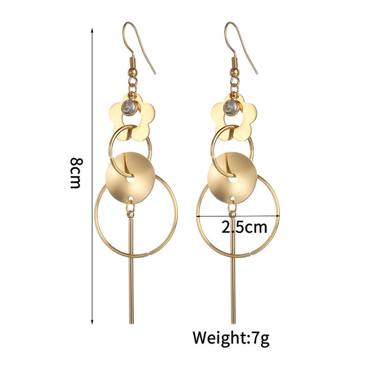 Fashion Simple Tassel Long Titanium Steel Earrings