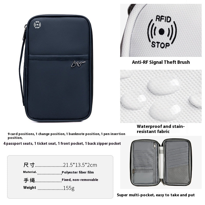 Travel Storage Travel Portable RFID Anti-theft Swiping Passport Case Document Package