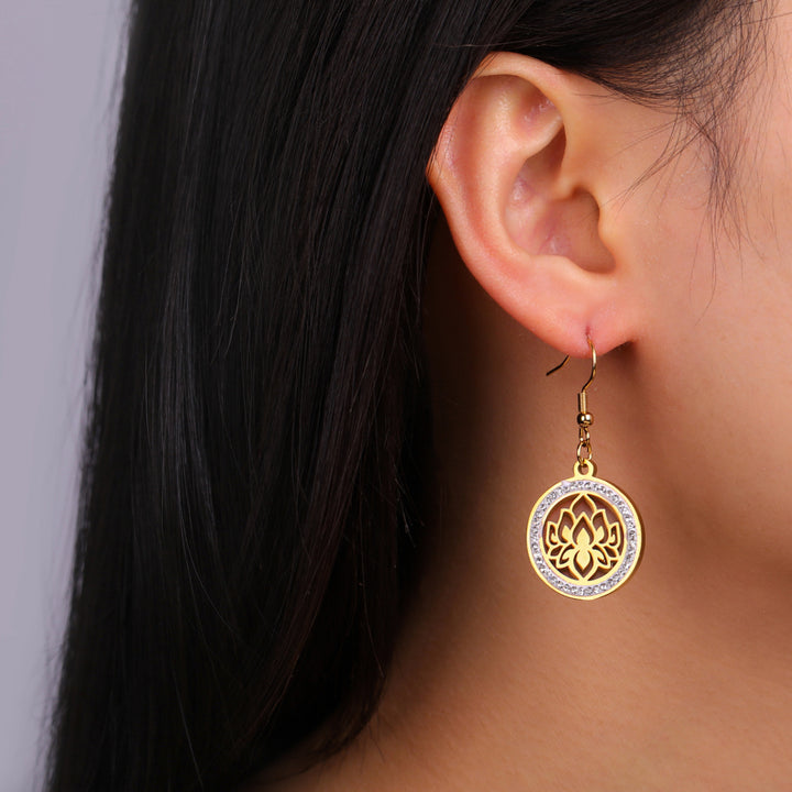 Hollowed-out Lotus Pattern Women's Stainless Steel Earrings