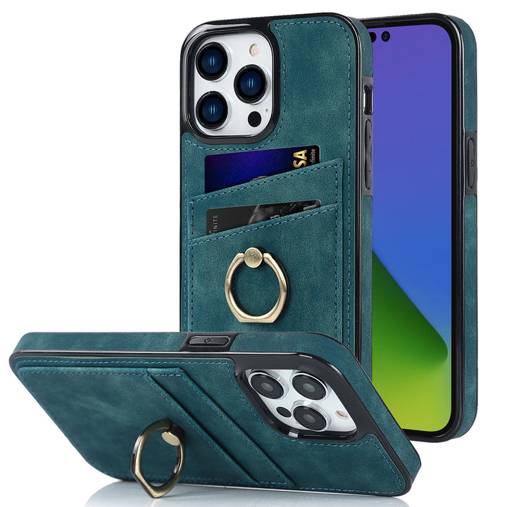 Drop-in Card Phone Case With Ring Bracket