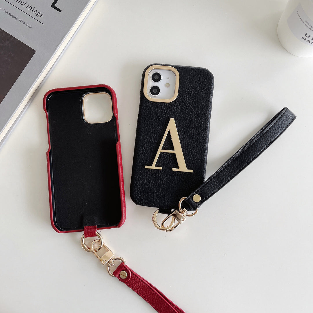 Litchi Pattern PU Metal Letter Telefon