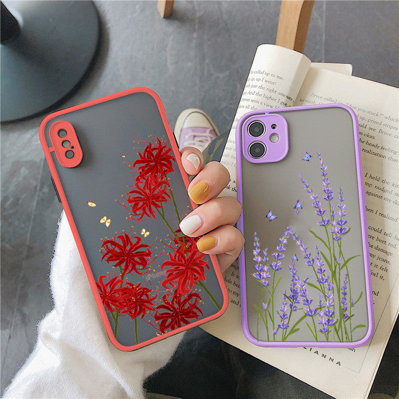 Flower And Grass Skin Mobile Phone Case All-inclusive Fine Hole