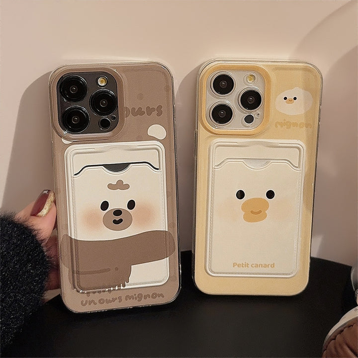 Cute Card Holder Sets Phone Case Full Cover Transparent