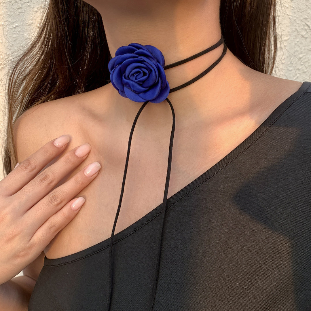 Floral Flannel Handmade Rose Necklace