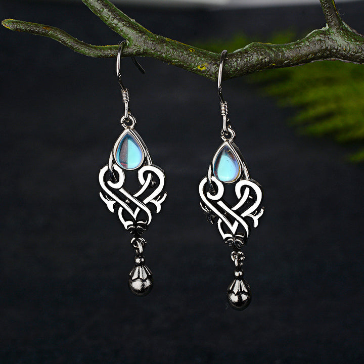 Inlaid Colorful Moonstone Earrings Ladies