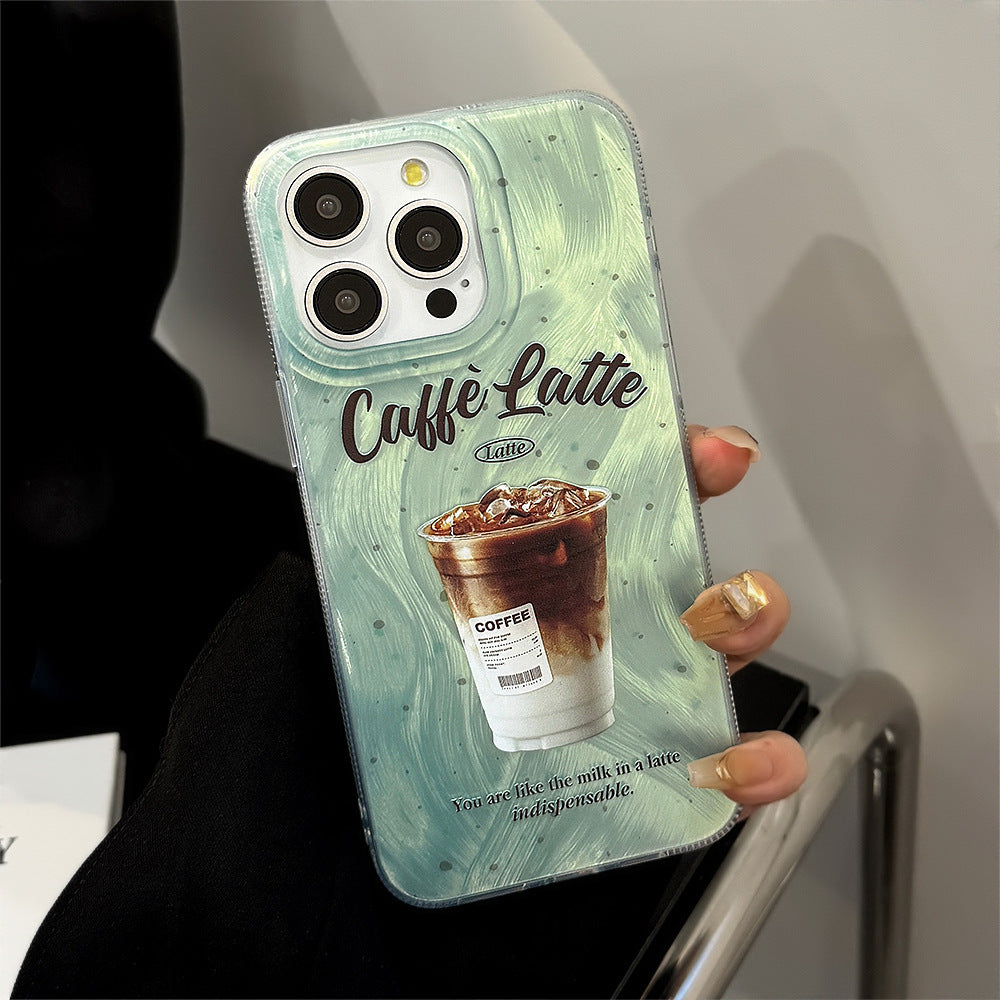 Mint Green Splash Ink Coffee Bracket Phone Case