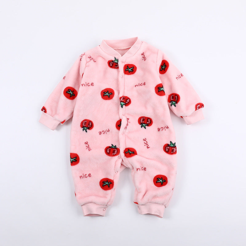 Baby Warm One-piece Clothes Coral Fleece Thickened Pajamas Romper