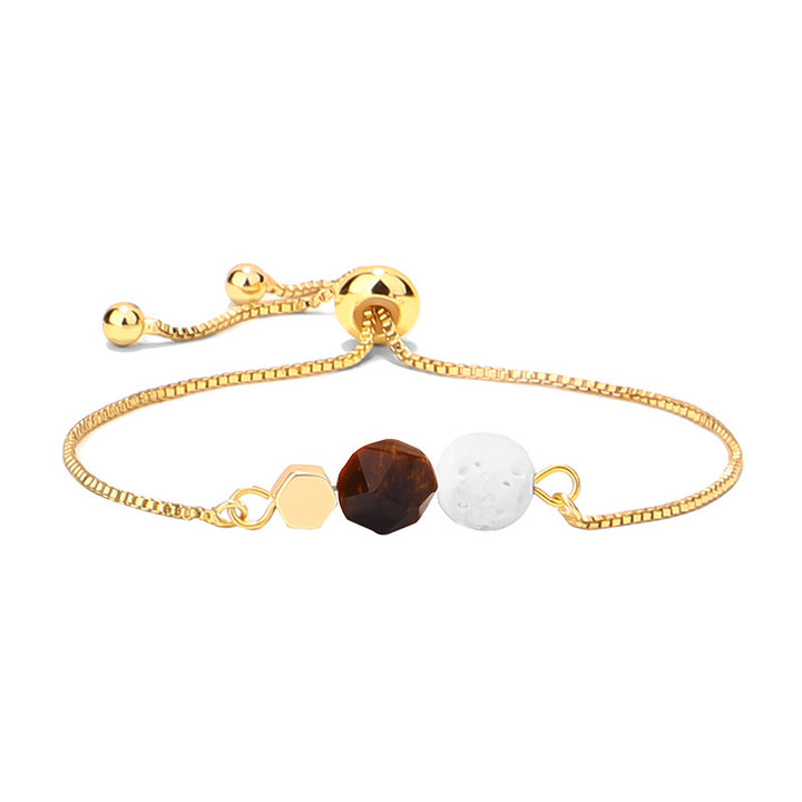 14k cu cutie de aur pentru a păstra cutii de aur Tiger Eye Brățară de yoga de piatră vulcanică