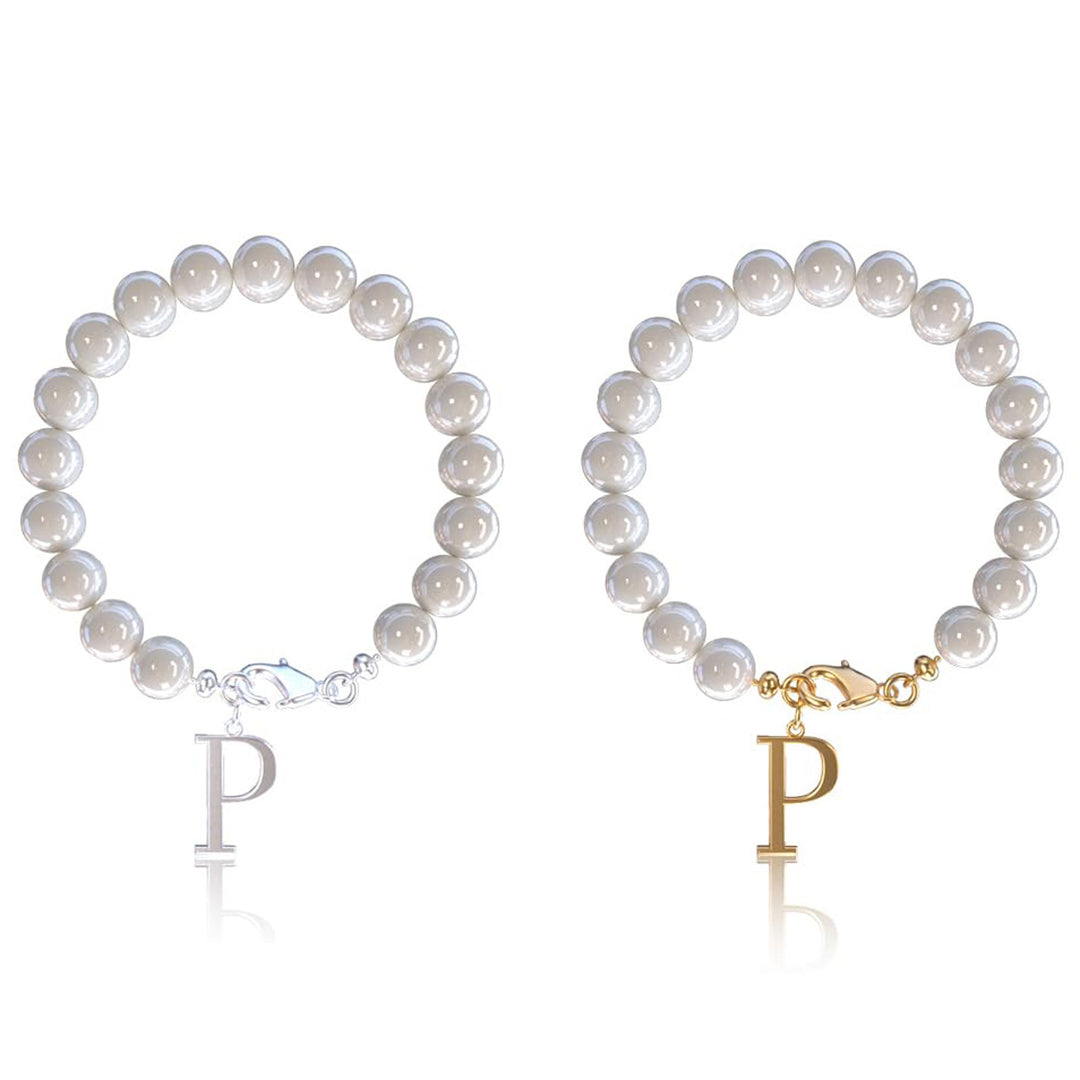 Letter Bracelet Suit Stainless Steel Stringed Pearls