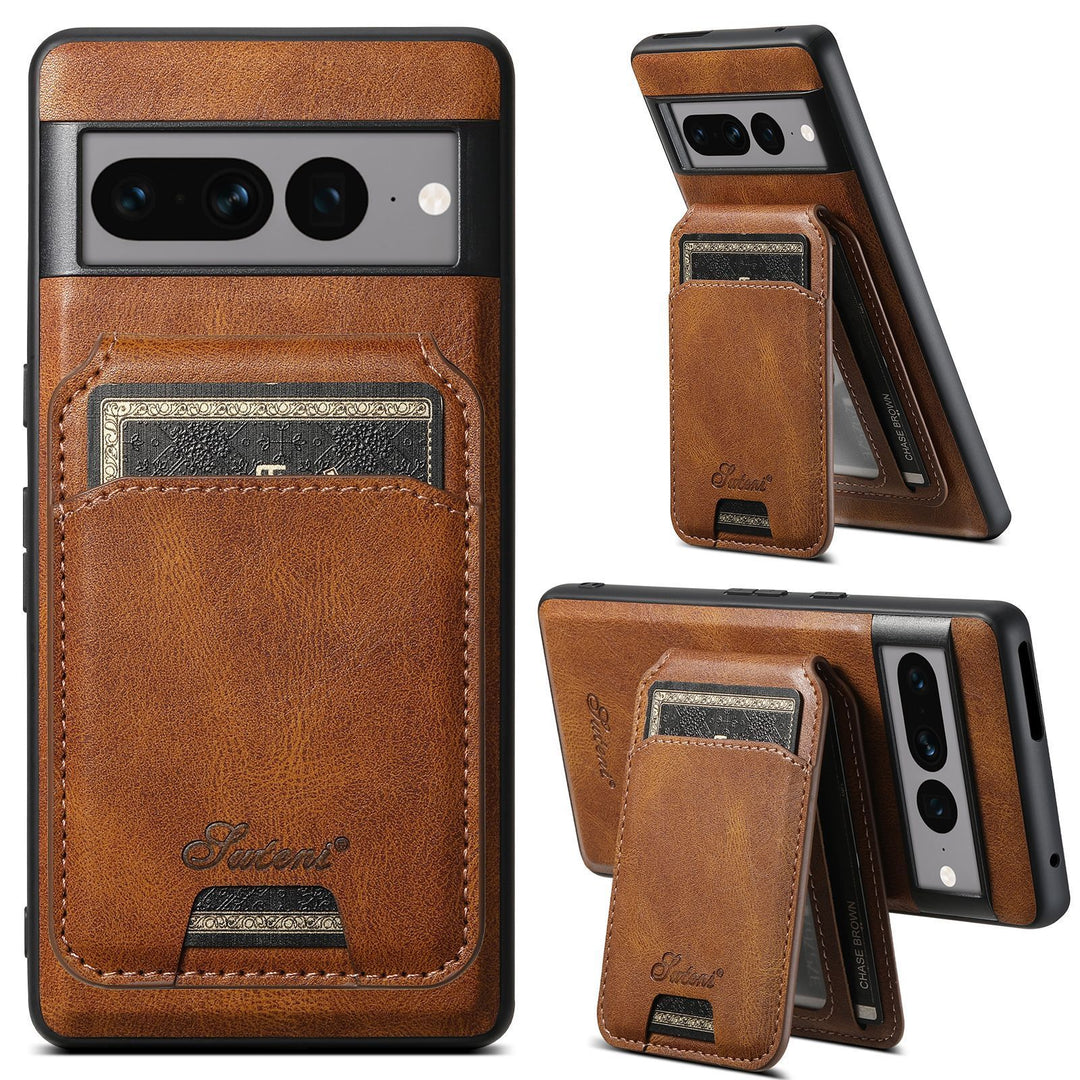 Card-inserting Leather Magnetic Phone Case