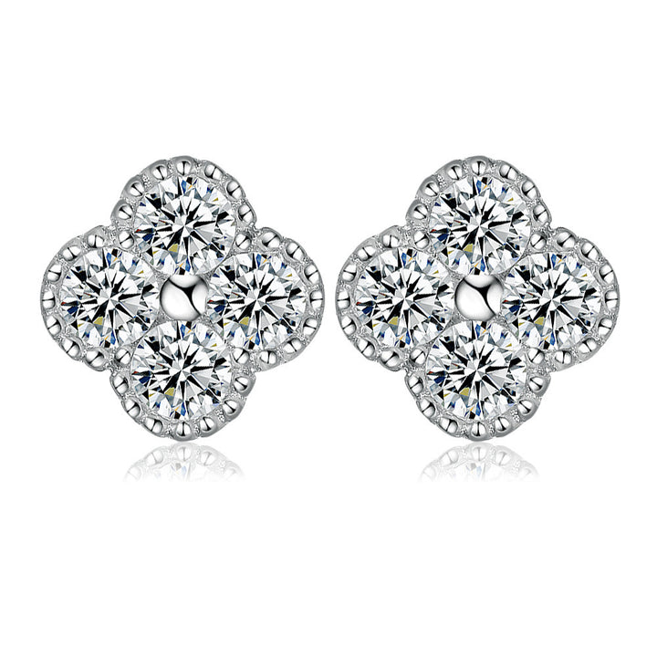 Women's Crown Heart-shaped Zircon 925 Sterling Silver Stud Earrings