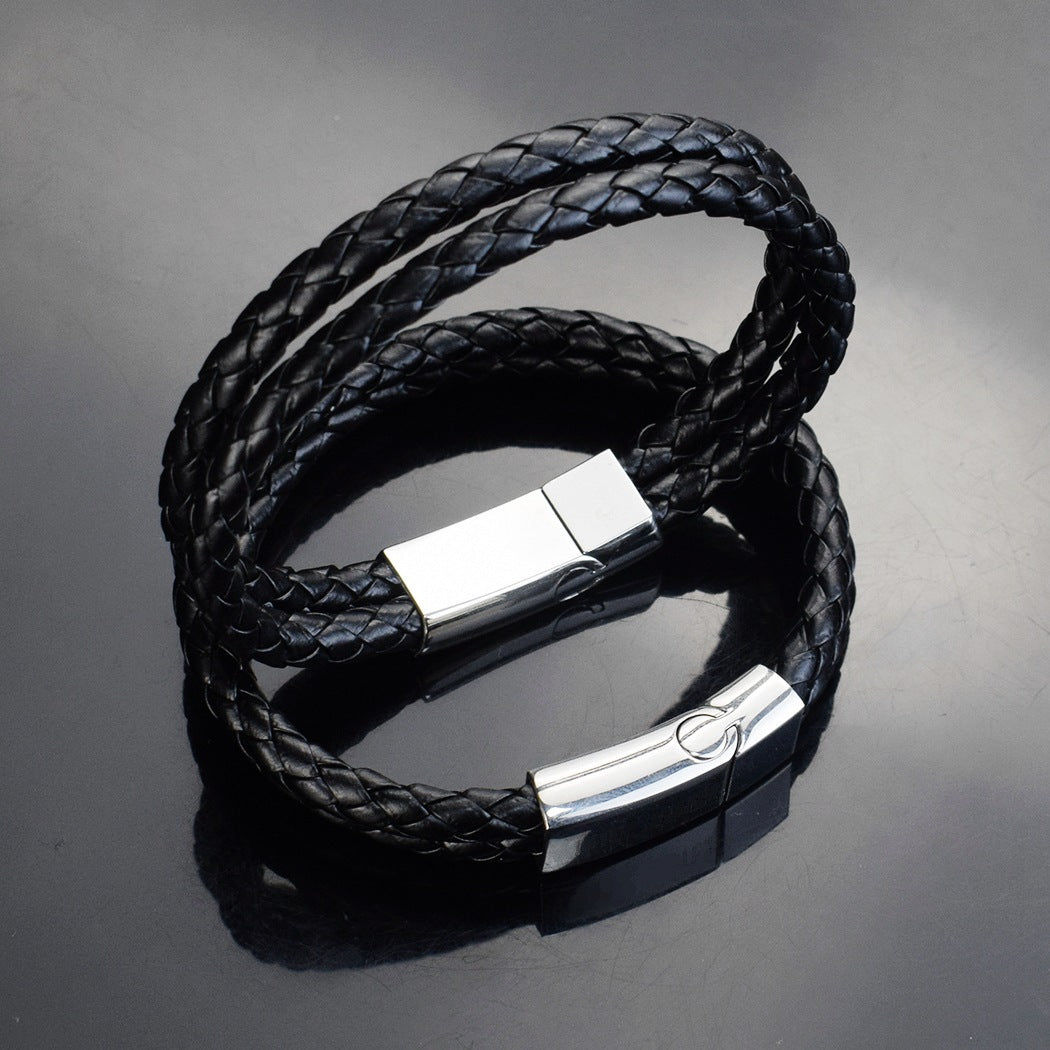 Fashion Personalized Men Woven Leather Bracelet