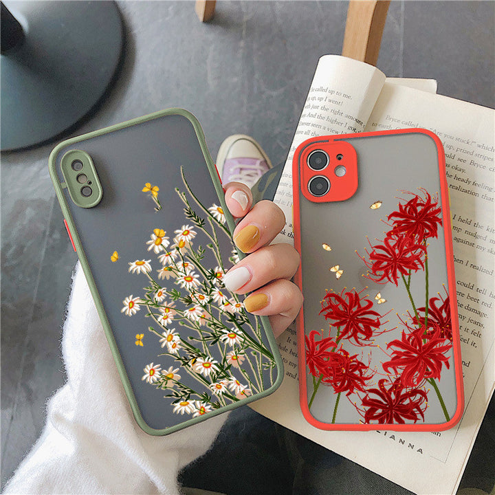 Flower And Grass Skin Mobile Phone Case All-inclusive Fine Hole