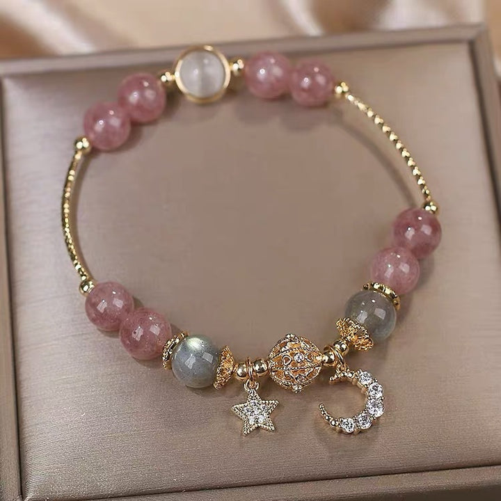 Bardo Crystal Bracelet Strawberry Quartz White Moonlight