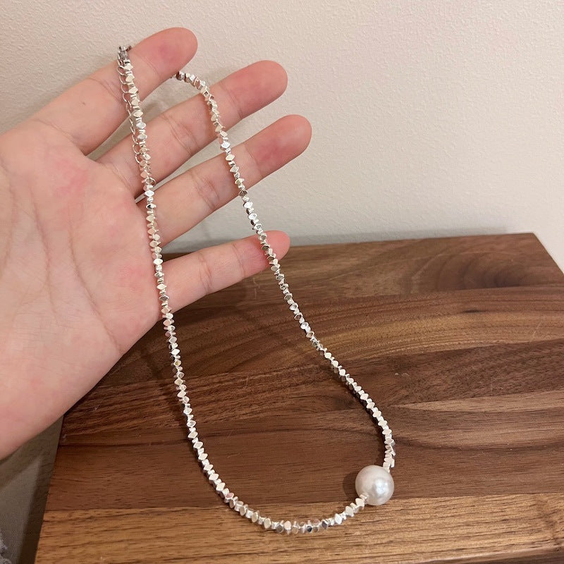 Small Pieces Of Silver Pearl Necklace Female Choker Clavicle Chain