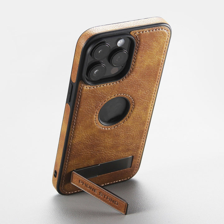 Leather Pattern Bracket Phone Case Drop-resistant