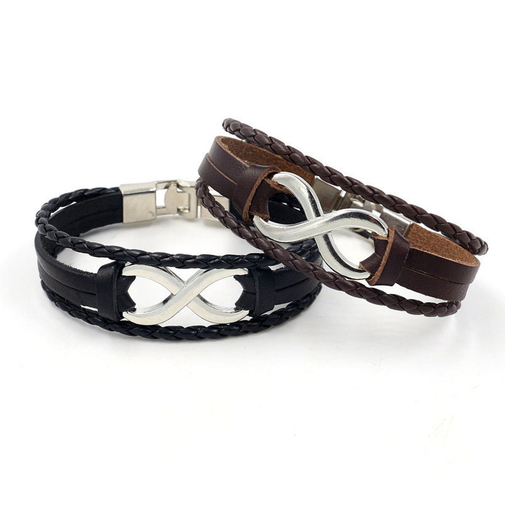 Alloy lucky figure 8 leather bracelet