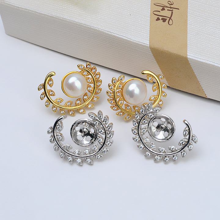 S925 Silver Stud Earrings Leaves For Women