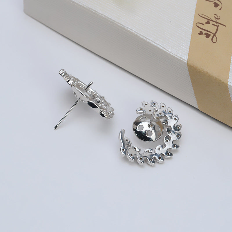 S925 Silver Stud Earrings Leaves For Women