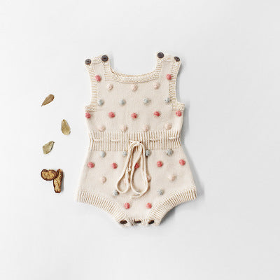 Manual handmade hair Ball Ball Baby Romper Romper