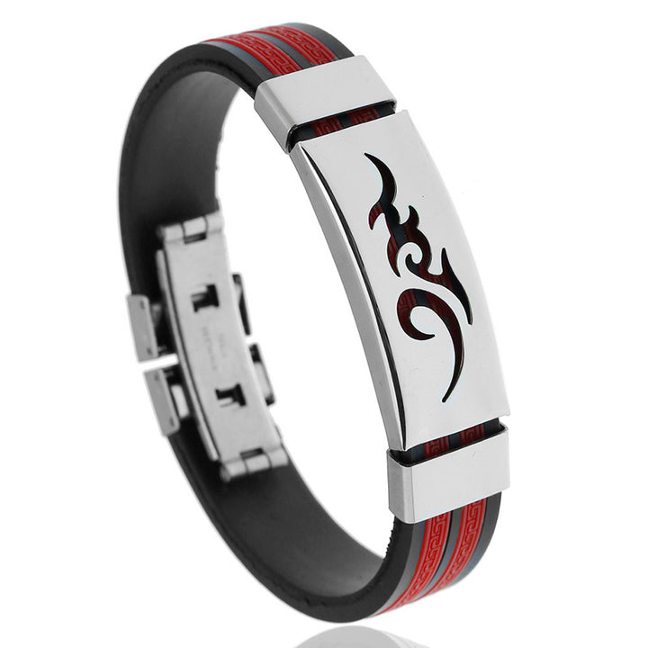 Fire Cloud Flame Men's Silicone Stainless Steel Bracelet