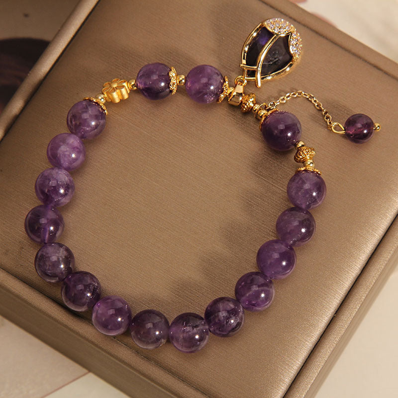 Purple Crystal Bracelet Female Summer Ins Special Interest Light Luxury Retro