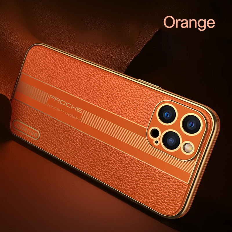 Compatible with Apple , All-Inclusive Lens Silicone High-Grade Leather Phone Case