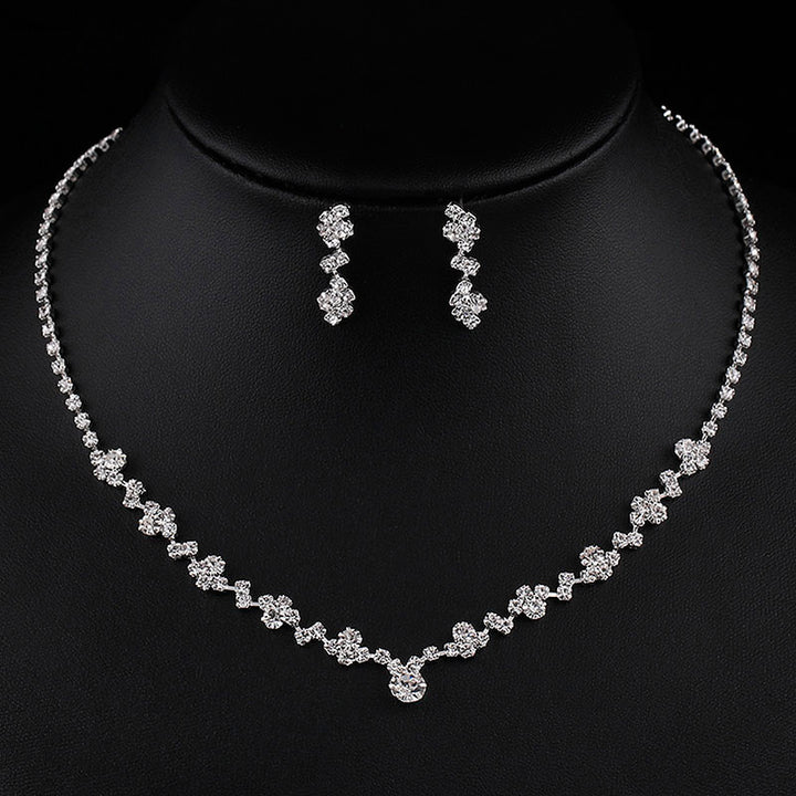 Fashion Bright Full Rhinestone Zircon Water Drop Necklace