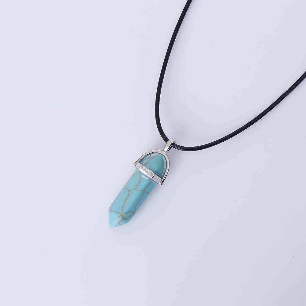 Jewelry Alien blasting necklace hex pendant necklace two pointed natural stone necklace Korean version of the source