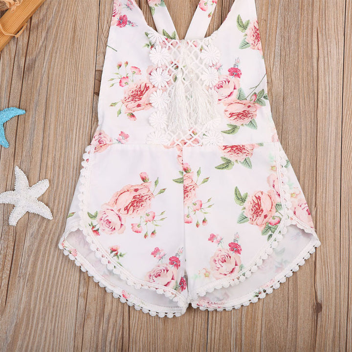 Baby Clothing Newborn Kid Baby Girl Floral Romper Clothes Sleeveless Jumpsuit Tassel Sunsuit Outfit Set