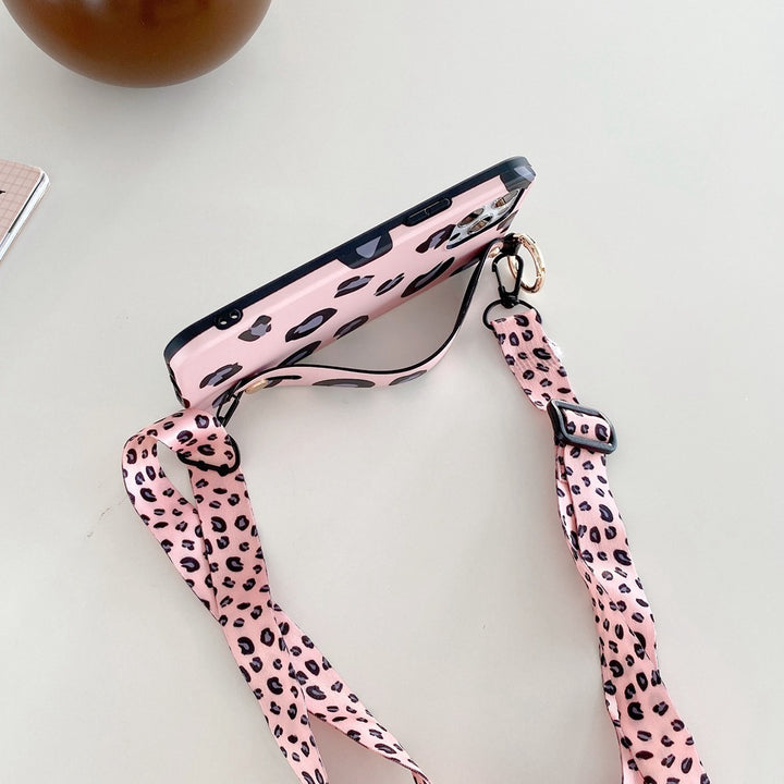 LEOPARD Imprimare cu mână cu aceeași carcasă de telefon Lanyard