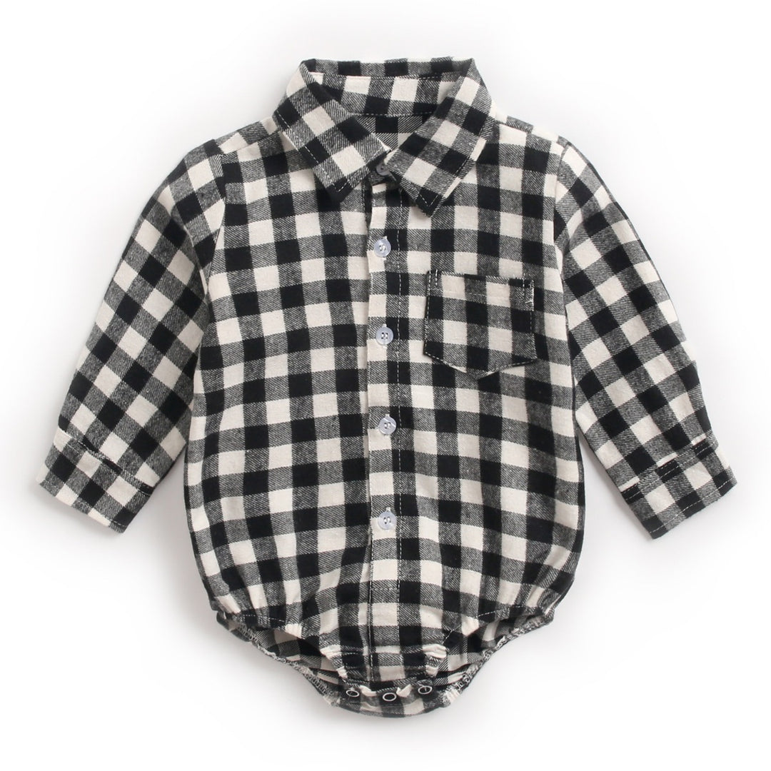 Infant Clothing Autumn and Winter Plaid Baby Boy Romper