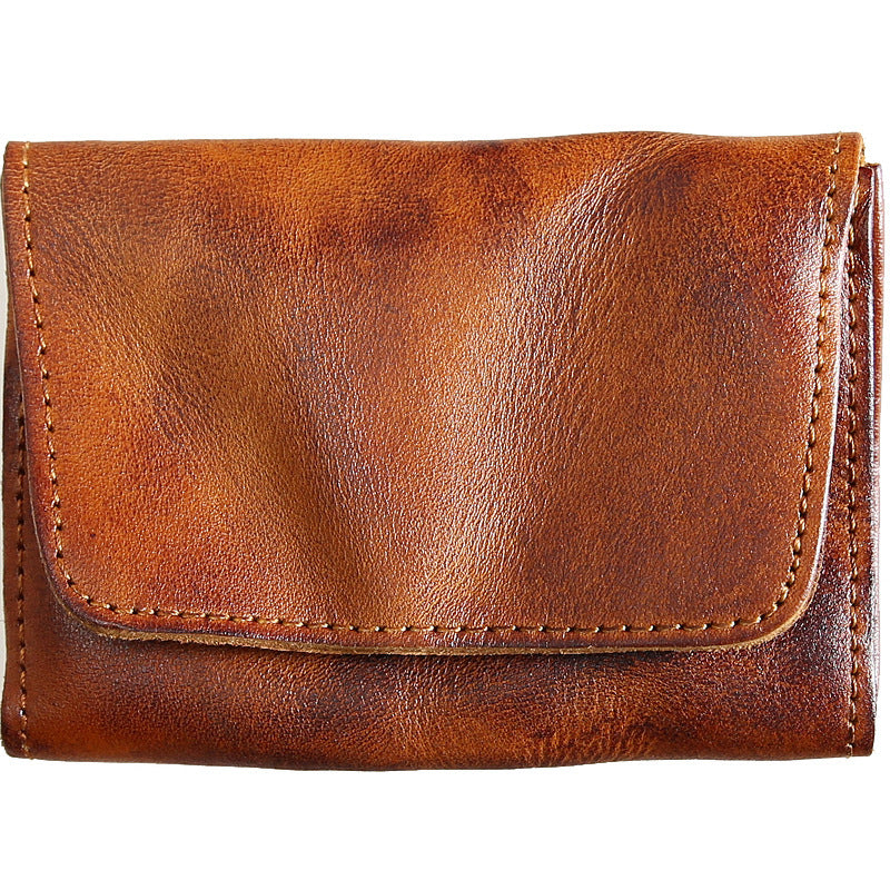 Men's Retro Top Layer Cowhide Short Wallet