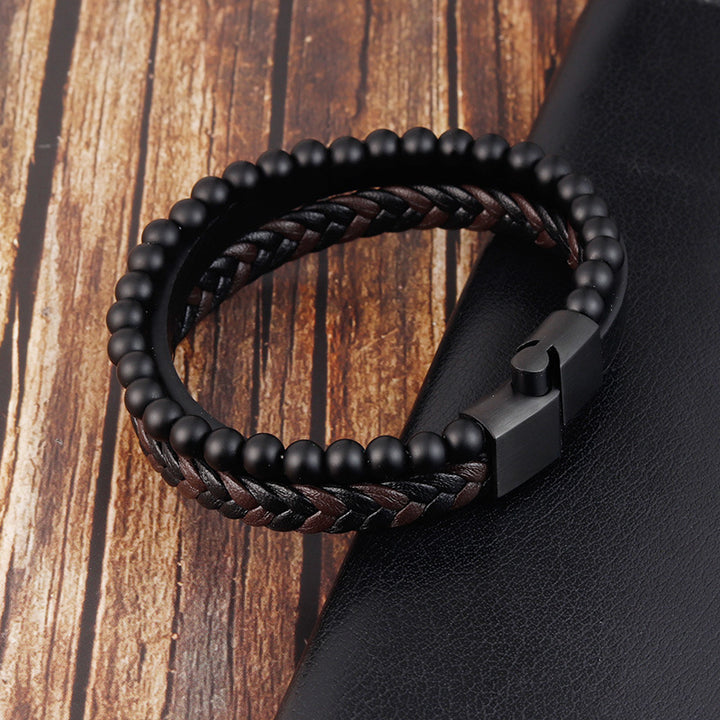 Natural Stone Volcanic Stone Leather Bracelet